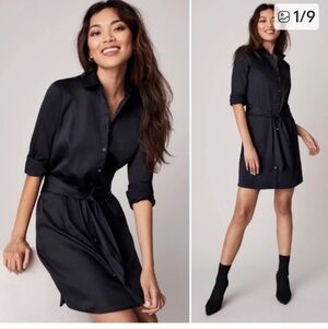 Untuckit Angelina Classic Black Shirt Dress with Tie Waist (Missing Tie)